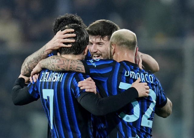 Selebrasi pemain Inter Milan. Foto: REUTERS/Matteo Ciambelli