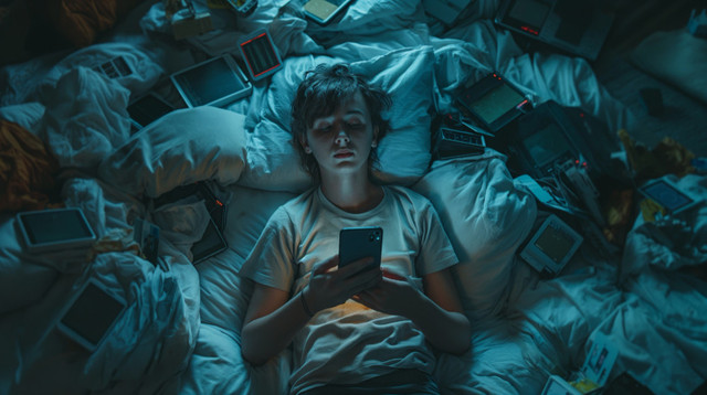 https://www.freepik.com/free-ai-image/person-suffering-from-technology-addiction-cybersickness_204413899.htm#fromView=search&page=1&position=3&uuid=bfde2b4a-7b0d-4348-bbbc-d9743125cf93&query=hyperreality