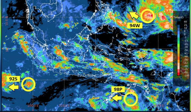 BMKG pada Selasa (2/2/2026) umumkan 3 Bibit Siklon Tropis yang berdampak tak langsung pada cuaca Indonesia.  Foto: Dok. BMKG