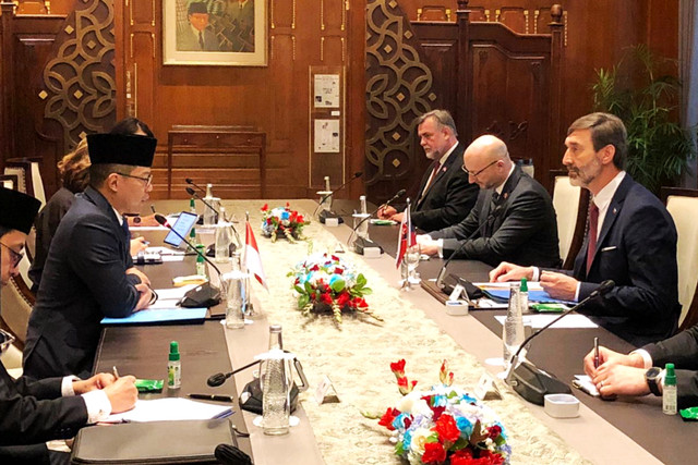 Suasana pertemuan bilateral Menlu RI, Sugiono dengan Menlu Slovakia, Juraj Blanar di Gedung Pancasila, Kemlu RI, Jakarta, Selasa (3/2/2026). Foto: Firda Brillianti/kumparan