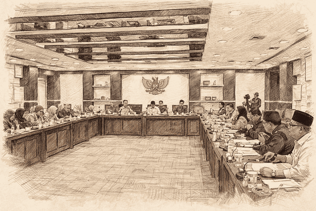 Suasana Rapat Kerja DPR RI (Ilustrasi Dibuat AI)