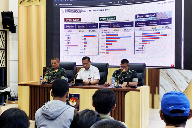 Juru bicara Satgas Percepatan Rehabilitasi Dan Rekonstruksi Pasca Bencana, Amran saat memberikan update penanganan bencana banjir dan longsor di Aceh, Sumbar, dan Sumut di Kantor Kemendagri, Jakarta, Rabu (4/2/2026). Foto: Luthfi Humam/kumparan
