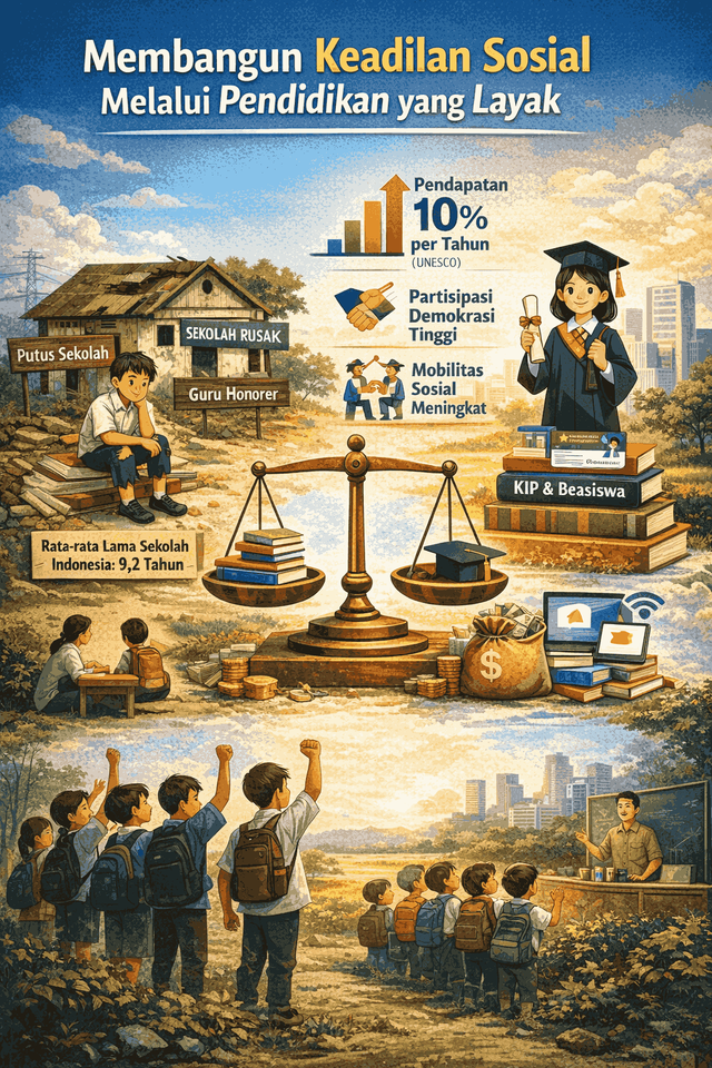 Dok: ChatGPt AI Image. Gambar Ilustrasi Kelayakan soial dari Kesempatan anak sekolah