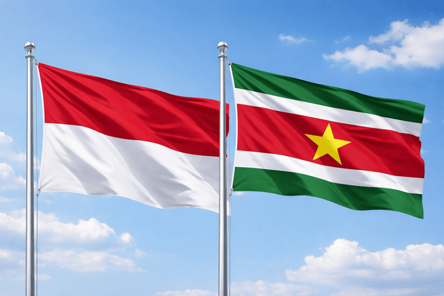 Ilustrasi bendera Indonesia dan Suriname Foto: Dok. ChatGPT