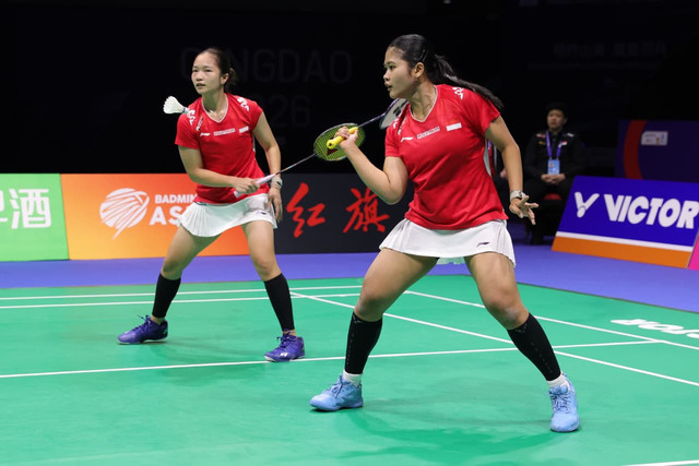 Rachel Rose dan Febi Setianingrum saat bertanding di Badminton Asia Championships (BATC) 2026. Foto: PBSI
