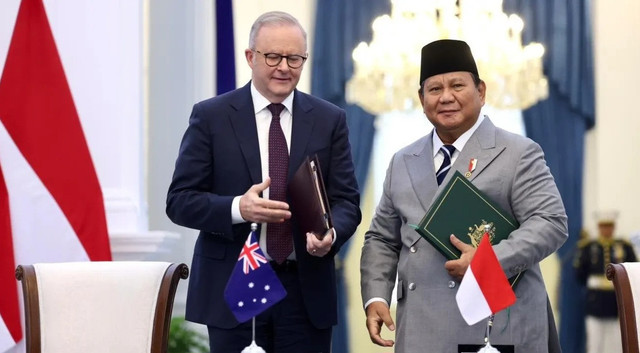 Presiden Republik Indonesia Prabowo Subianto menerima kunjungan kerja Perdana Menteri (PM) Australia Anthony Albanese di Istana Merdeka, Jakarta, pada Jumat, 6 Februari 2026. (Foto: Sekretariat Kabinet)