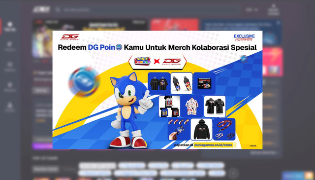 Gamers bisa mendapatkan merchandise dari game Sonic Rumble dengan menukar DG Poin di Dunia Games. Foto: Dok. Telkomsel