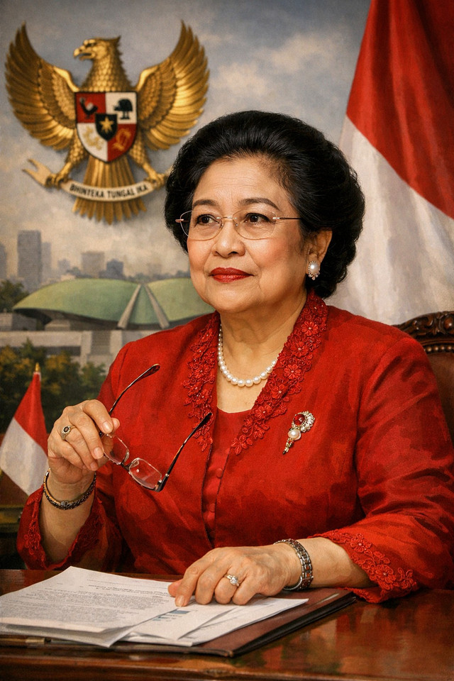 Megawati Soekarnoputri - Mantan Presiden Republik Indonesia (AI Illustrator)