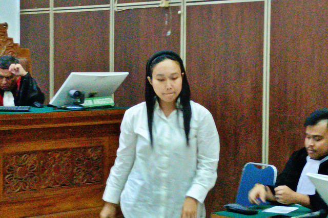 Melani Mecimapro saat jalani sidang vonis di Pengadilan Negeri Jakarta Selatan. Foto: Aprilandika Pratama/kumparan