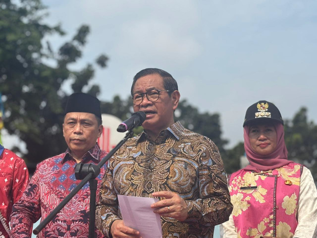 Gubernur DKI Jakarta Pramono Anung dalam peresmian Maroedja Sport Park, Meruya, Jakbar pada Kamis (12/2/2026). Foto: Amira Nada Fauziyyah/kumparan