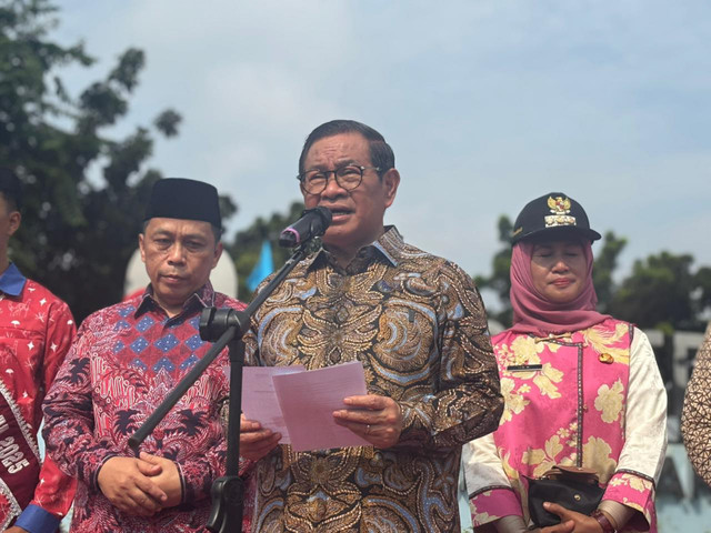 Gubernur DKI Jakarta Pramono Anung dalam peresmian Maroedja Sport Park, Meruya, Jakbar pada Kamis (12/2/2026). Foto: Amira Nada Fauziyyah/kumparan