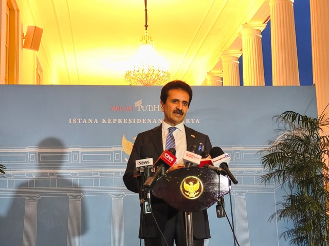 Duta Besar Republik Islam Pakistan untuk Indonesia, Zahid Hafeez Chaudhri  di Kompleks Istana Kepresidenan, Jakarta Pusat, Kamis (12/2).  Foto: Zamachsyari/kumparan