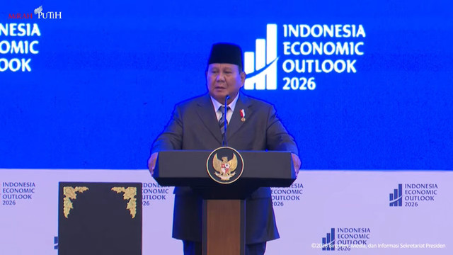 Pidato Presiden Prabowo di Indonesia Economic Outlook 2026, Jakarta, Jumat (13/2/2026). Foto: YouTube/ Sekretariat Presiden