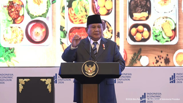 Pidato Presiden Prabowo di Indonesia Economic Outlook 2026, Jakarta, Jumat (13/2/2026). Foto: YouTube/ Sekretariat Presiden