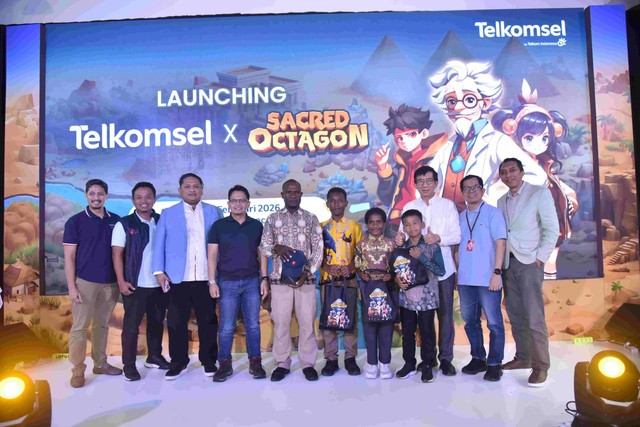 Telkomsel berkolaborasi bersama Indonesia Artificial Intelligence (INA AI) meluncurkan Paket Bundling Telkomsel x Sacred Octagon. Foto: Dok. Telkomsel