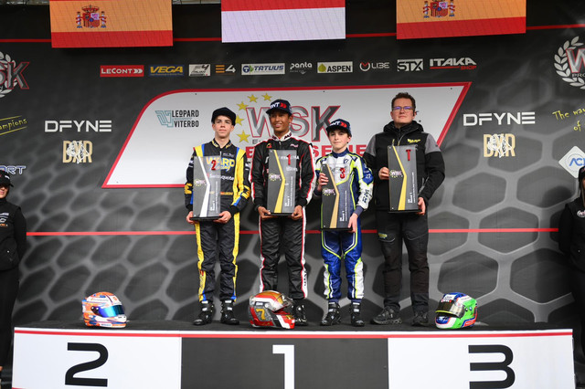 Pebalap muda Indonesia, Qarrar Firhand, mendominasi seri pembuka WSK Euro Series 2026 di Sirkuit Internasional Viterbo, Italia. Foto: Dok. Istimewa