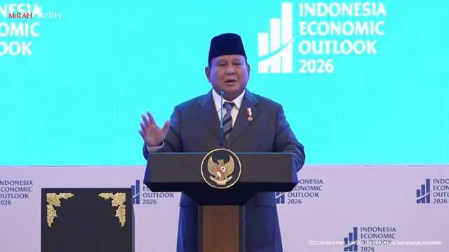 Pidato Presiden Prabowo di Indonesia Economic Outlook 2026, Jakarta, Jumat (13/2/2026). Foto: YouTube/ Sekretariat Presiden