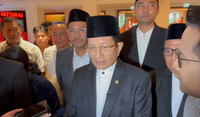 Menag Nasaruddin Umar di Hotel Borobudur, Jakarta Pusat pada Selasa (17/2/2026). Foto: Abid Raihan/kumparan