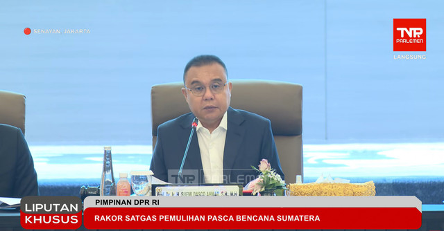 Rapat Koordinasi Satgas Pemulihan Bencana DPR RI dengan Satgas Percepatan Rehabilitasi dan Rekonstruksi Pasca Bencana Pemerintah. Foto: YouTube/ TVR Parlemen