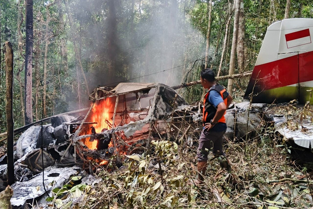 Pesawat Pelita Air Service PAS 7101 rute Long Bawan-Tarakan, yang jatuh di Nunukan, Kalimantan Utara, Kamis (19/2/2026). Foto: Dok. Istimewa