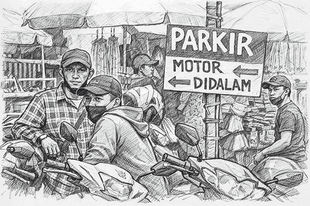 Ilustrasi juru parkir liar. Foto: Generated by AI