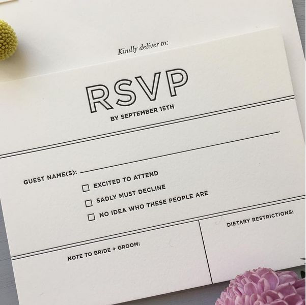Kartu RSVP. Sumber foto: Sesame Letterpress & Design (id.pinterest.com)