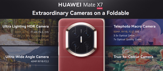 HUAWEI Mate X7 dilengkapi dengan kamera kelas flagship yang siap menangkap gambar dalam berbagai kondisi pencahayaan. Foto: Dok. Istimewa