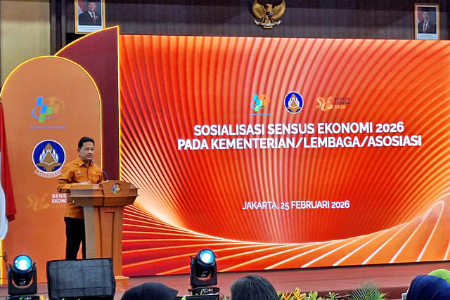 Sekretaris Utama BPS, Zulkipli dalam acara Kick Off Publisitas Sensus Ekonomi 2026 di Kantor BPS, Jakarta Pusat pada Rabu (25/2). Foto: Argya Maheswara/kumparan