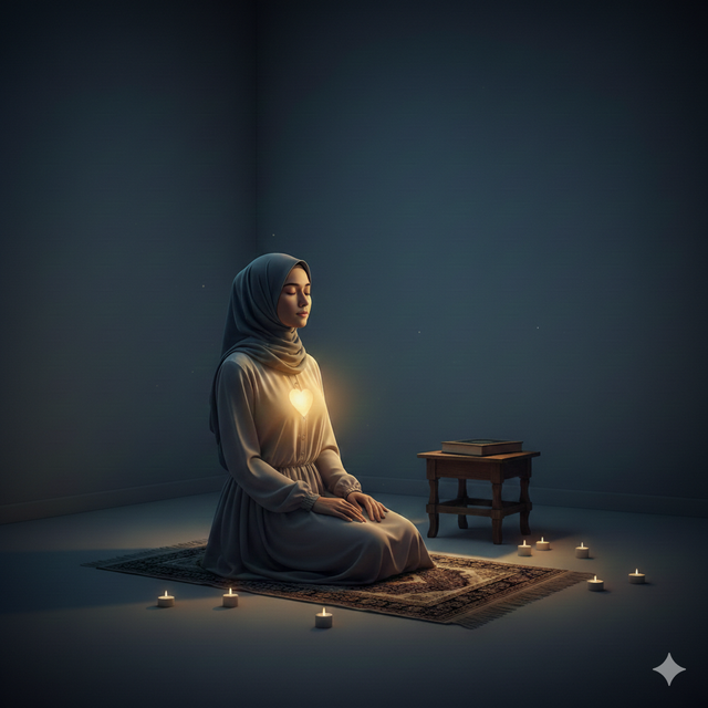 Ilustrasi kejernihan hati dan cahaya takwa yang lahir dari ibadah dan pengendalian diri. Foto: Gemini AI