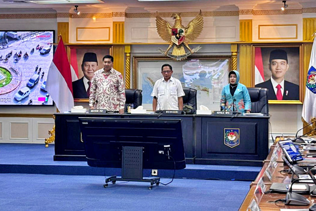 Menteri PKP Maruarar Sirait, Mendagri Tito Karnavian, Kepala BPS Amalia Adininggar Widyasanti dalam Rapat Koordinasi Program Perumahan antara pemerintah pusat dan daerah di Kantor Kemendagri, Jakarta Pusat, Rabu (25/2). Foto: Amira Nada/kumparan