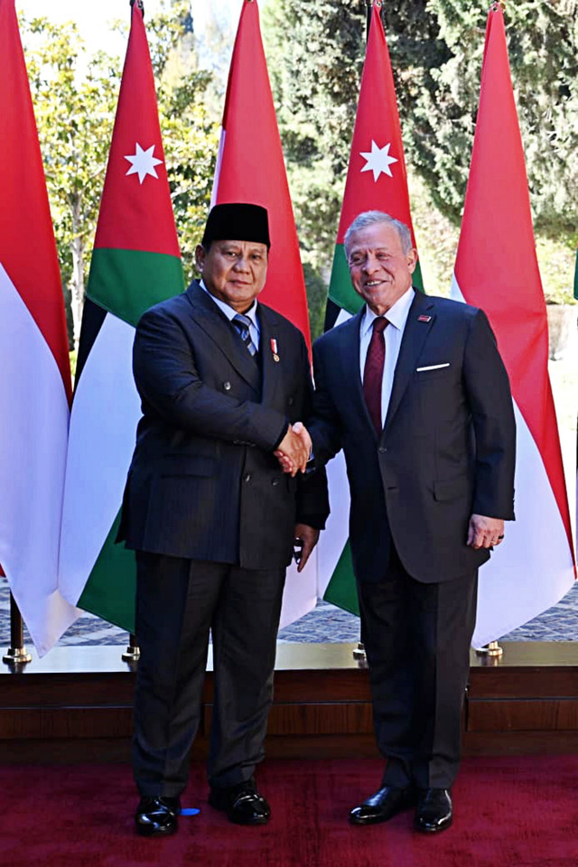 Presiden Republik Indonesia, Prabowo Subianto, bertemu dengan Raja Kerajaan Yordania Hasyimiah, Raja Abdullah II ibn Al Hussein di Istana Basman, Amman pada Rabu, (25/2/2026). Foto: Dok. Biro Pers Sekretariat Presiden