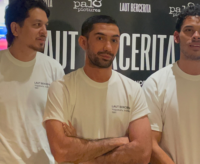 Reza Rahadian saat acara konferensi pers cast reveal dan teaser perdana Laut Bercerita di kawasan Jakarta Pusat, Selasa (24/2/2026). Foto: Salsha Okta Fairuz/kumparan