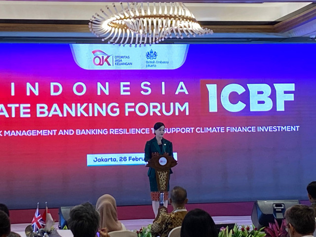 Pejabat Sementara (Pjs) Ketua Dewan Komisioner OJK Friderica Widyasari Dewi, dalam acara The 2nd Indonesia Climate Banking Forum (ICBF) di Mandarin Oriental Jakarta, Kamis (26/2/2026). Foto: Muhammad Fhandra Hardiyon/kumparan