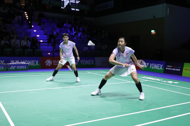 Ganda Putri Indonesia, Amallia Cahaya Pratiwi/Siti Fadia Silva Ramadhanti, saat berlaga di German Open 2026. Foto: Dok. PBSI