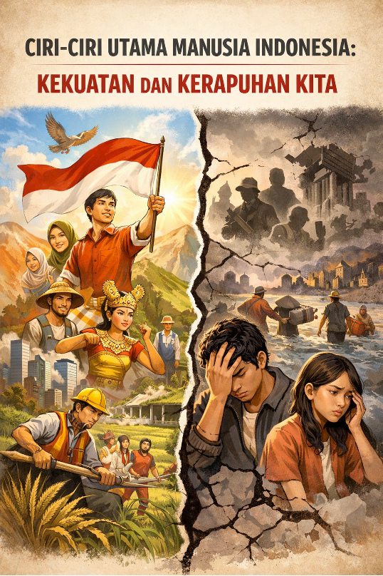 Ciri-Ciri Utama Manusia Indonesia. Ilustrasi: AI Generated/Dok. Pribadi.