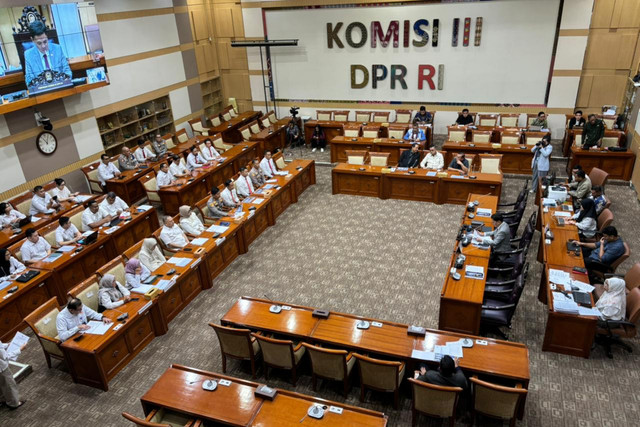 RDPU Komisi III DPR RI bersama Lisnawati, ibu kandung Niza Safei, anak yang tewas usai dianiaya ibu tiri, di DPR RI, Senin (2/3). Foto: Abid Raihan/kumparan
