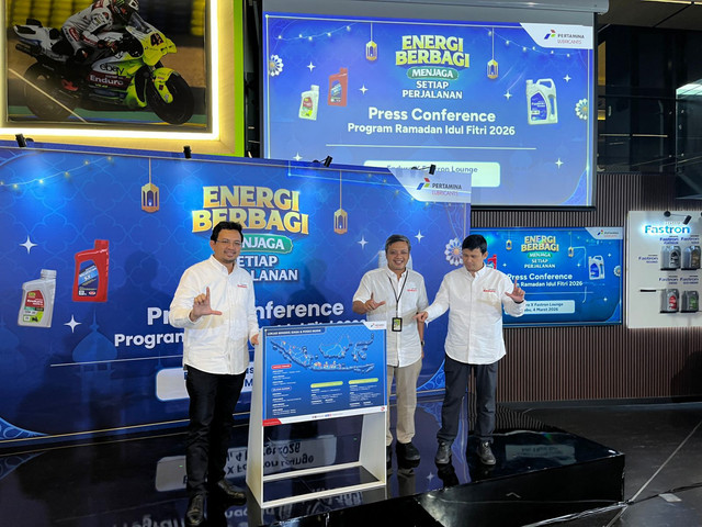 Konfrensi pers Pertamina Lubricants terkait Mudik Lebaran 2026 pada Kamis (5/3). Foto: Fitra Andrianto/kumparan