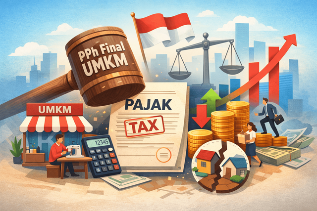 Ilustrasi: Kebijakan PPh Final UMKM dalam sistem perpajakan dan pertumbuhan usaha. Sumber: Ilustrasi digital (AI generated).