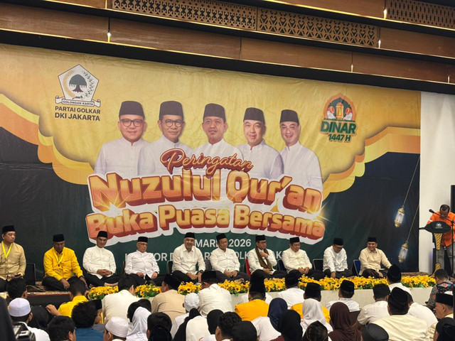 Suasana buka puasa bersama partai Golkar di Kantor DPD Partai Golkar, Jakarta Pusat, Sabtu (7/3/2026). Foto: Amira Nada Fauziyyah/kumparan