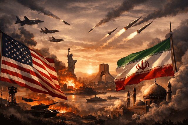 Ilustrasi perang Amerika-Israel vs Iran. Foto: Dok. ChatGPT