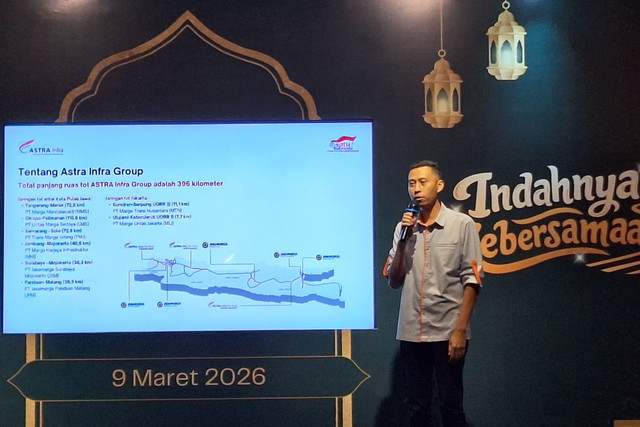 Direktur Operasional Astra Tol Cipali Novianto Dwi Wibowo dalam media briefing di Jakarta, Senin (9/3/2026). Foto: Argya Maheswara/kumparan
