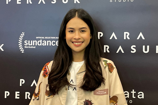 Maudy Ayunda saat press junket Para Perasuk di Jakarta Selatan, Senin (9/3/2026). Foto: Salsha Okta Fairuz/kumparan