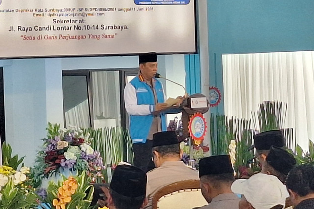 Kapolri Jenderal Listyo Sigit Prabowo saat di acara Silaturahmi dan Safari Ramadhan bersama KSPSI (Konfederasi Serikat Pekerja Seluruh Indonesia) Jawa Timur di Surabaya, Selasa (10/3/2026). Foto: Farusma Okta Verdian/kumparan