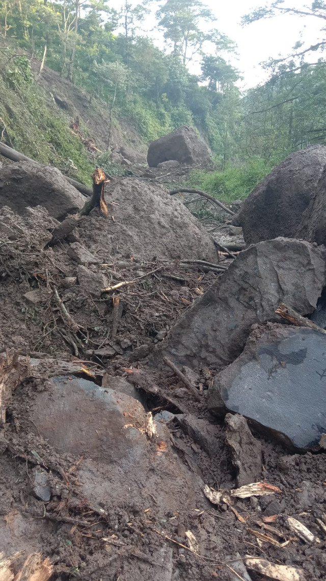 Longsor menutup akses desa Tempur dengan desa Damarwulan.  Foto: Dok. BPBD Jepara