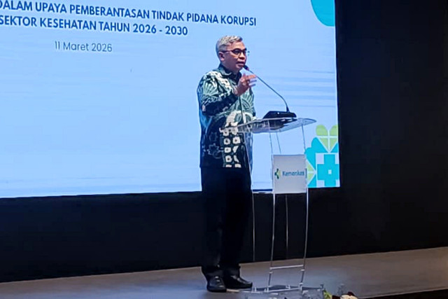 Ketua KPK, Komjen Pol. Setyo Budiyanto saat memberikan sambutan di acara penandatanganan nota kesepahaman bersama Kemenkes di Kantor Kemenkes, Jakarta Selatan pada Rabu (11/3). Foto: Ryan Iqbal/kumparan