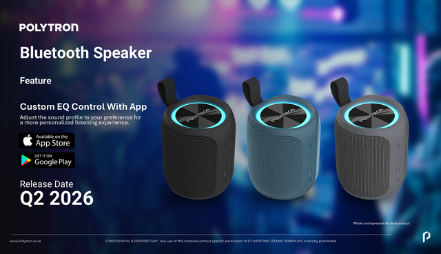 Bluetooth speaker dari Polytron yang akan dirilis pada kuartal kedua 2026. Foto: Dok. Polytron