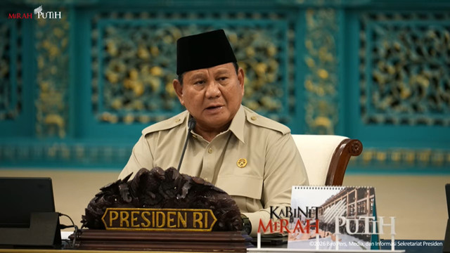Presiden Prabowo Subianto saat Sidang Kabinet Paripurna di Istana Negara, Jumat (13/3/2026). Foto: YouTube/Sekretariat Presiden