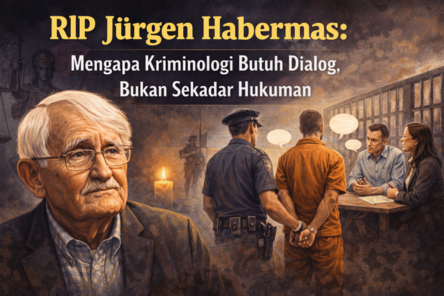 Ilustrasi Jürgen Habermas dan Kriminologi (Sumber Gambar: ChatGPT AI)