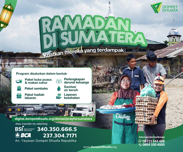 Dompet Dhuafa membuka zakat yang diberikan untuk korban bencana di Sumatera. Foto: Dok. Dhompet Duafa