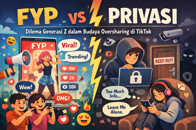 Antara viral dan privasi, Gen Z terjebak: ingin terlihat, tapi takut kehilangan diri. Gambar ini dihasilkan dari Gemini AI.